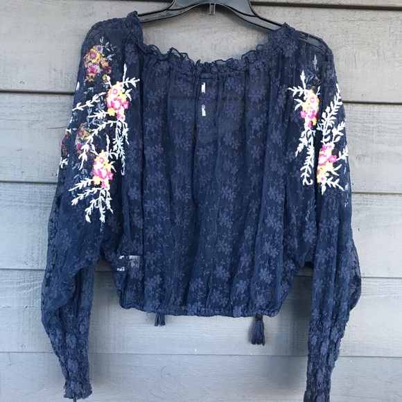 Free People Jubilee Floral Lace embroidered Top Size XS - Picture 2 of 4